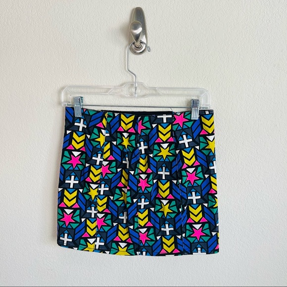 H&M Bright Multi-Color Geometric Zipper Embellished Mini Skirt - Picture 4 of 5